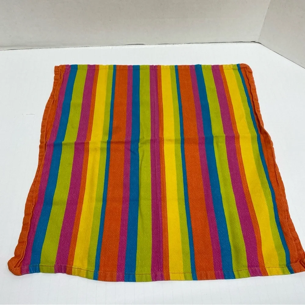 Colorful Striped Cotton Dinner Napkins Set Of 7 Hippie Happy Colors Boho Festive